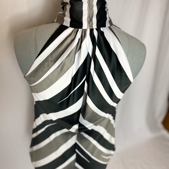 Banana Republic bias stripe high neck tank with tie. - Picture 7 of 10